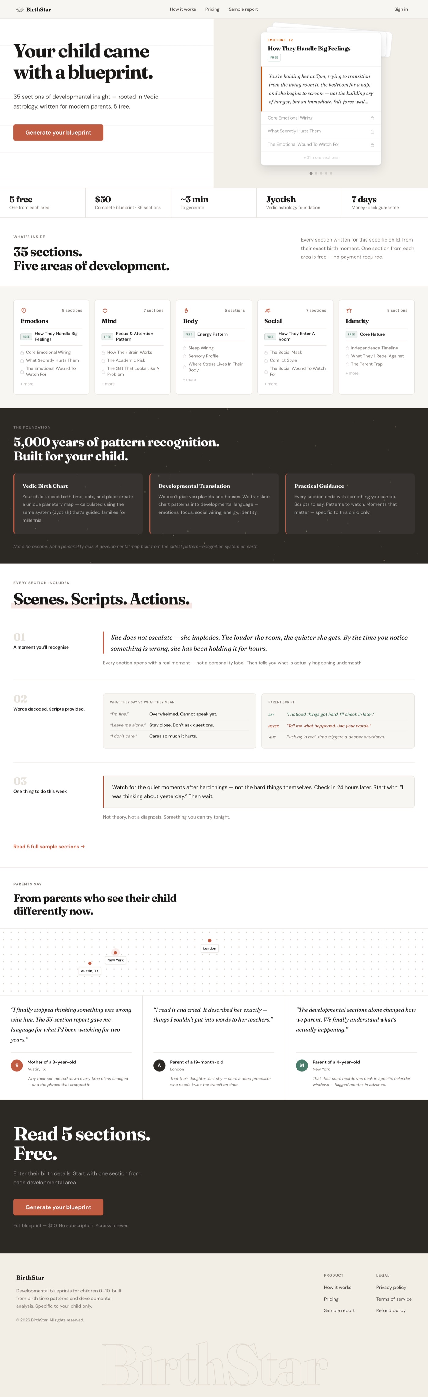 BirthStar.ai — website screenshot